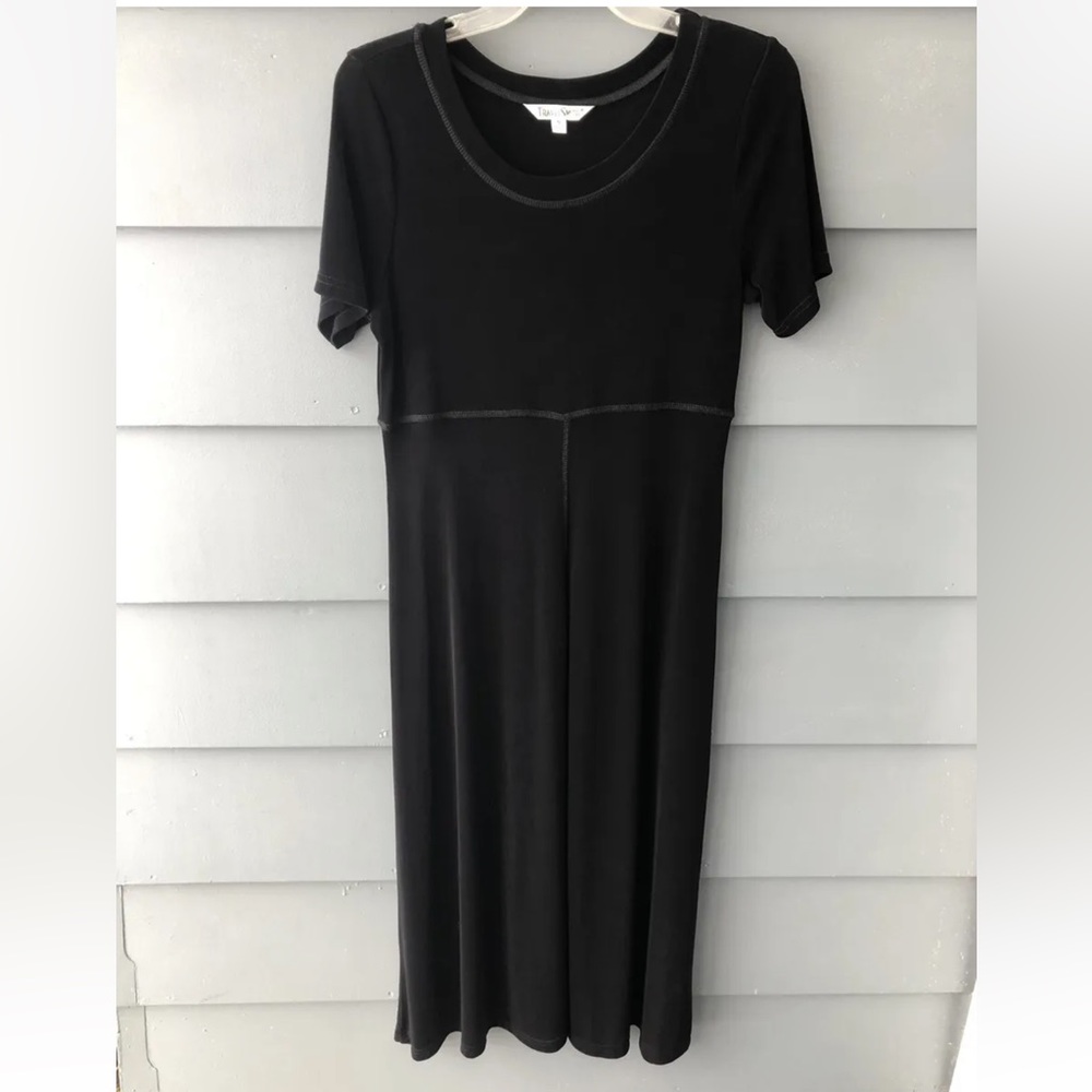 Travelsmith Black Short Sleeve Slinky Travel Dress Sz M USA